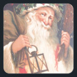 Oude Sint-Nicolaas met de  Sticker Lantaarn<br><div class="desc">Old St. Nicholas met Lantern Sticker - als je van alles houdt en alles wat is, is dit voor jou! Reis terug naar het jaar van gisteren en verlies in de prachtige kleur en details van dit oude beeld. Geweldige kunst van dagen geleden. Geniet! Op het volledige afbeelding staat: "Vrolijk...</div>