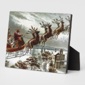 Oude Sint-Nicolaas Victoriaanse Kerstman Rendier Fotoplaat (Zijkant)