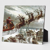 Oude Sint-Nicolaas Victoriaanse Kerstman Rendier Fotoplaat (Zijkant)
