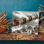 Oude Sint-Nicolaas Victoriaanse Kerstman Rendier Fotoplaat (Zijkant)