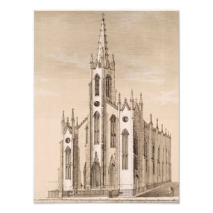 Oude Sint-Nicolaaskerk New York Schets Foto Afdruk
