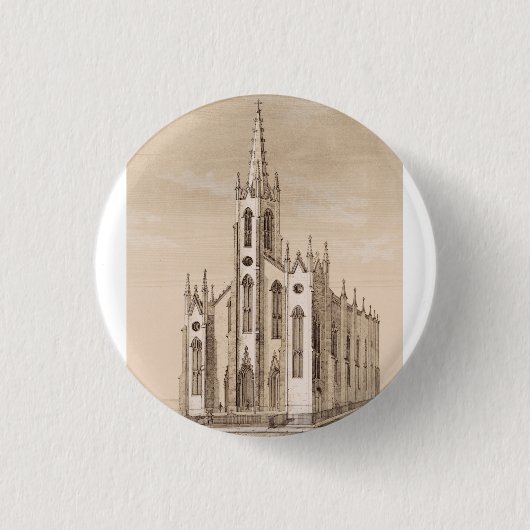 Oude Sint-Nicolaaskerk New York Schets Ronde Button 3,2 Cm (Voorkant)