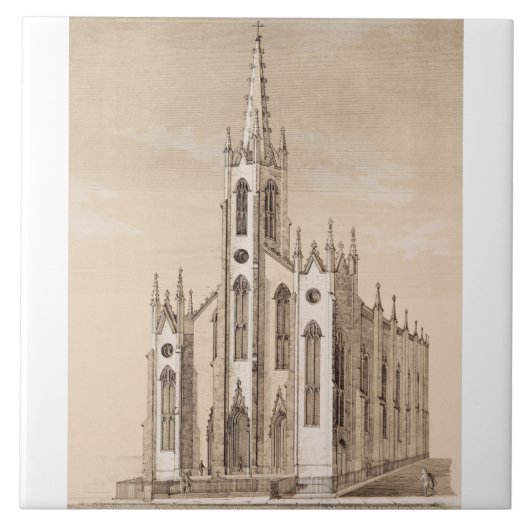 Oude Sint-Nicolaaskerk New York Schets Tegeltje (Voorkant)