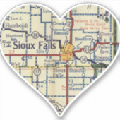 Oude Sioux Falls SD Kaart Sticker (Voorkant)
