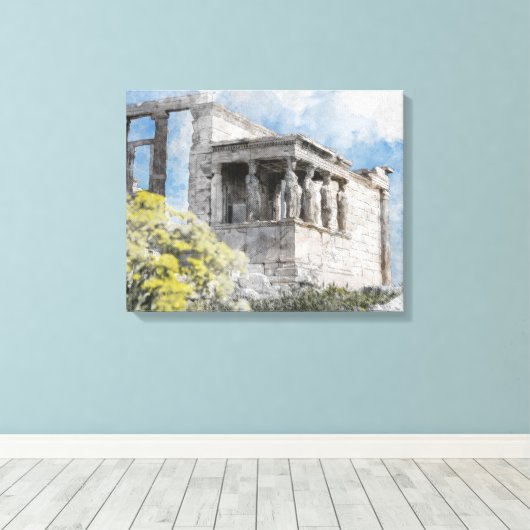 Oude sites Acropolis in Athene, Griekenland Canvas Afdruk (Insitu (Houten vloer))