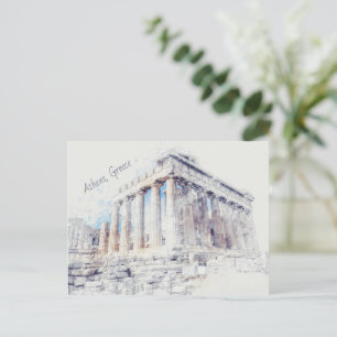 Oude sites Parthenon in Athene, Griekenland Briefkaart