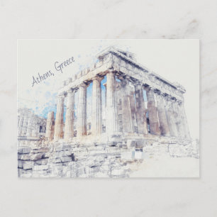 Oude sites Parthenon in Athene, Griekenland Briefkaart