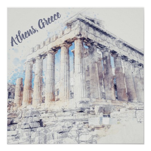 Oude sites Parthenon in Athene, Griekenland Perfect Poster (Voorkant)
