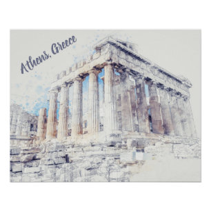 Oude sites Parthenon in Athene, Griekenland Perfect Poster