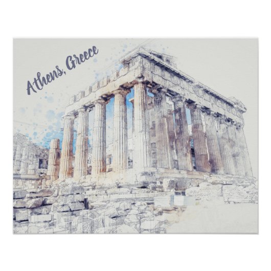 Oude sites Parthenon in Athene, Griekenland Perfect Poster (Voorkant)