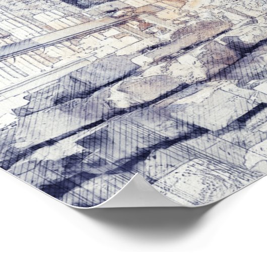 Oude sites Parthenon in Athene, Griekenland Poster (Hoek)