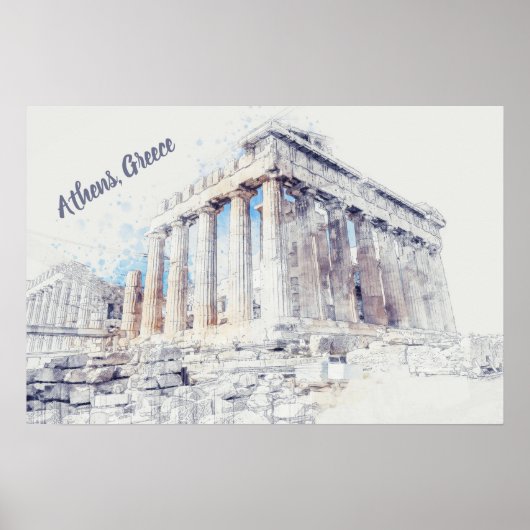 Oude sites Parthenon in Athene, Griekenland Poster (Voorkant)