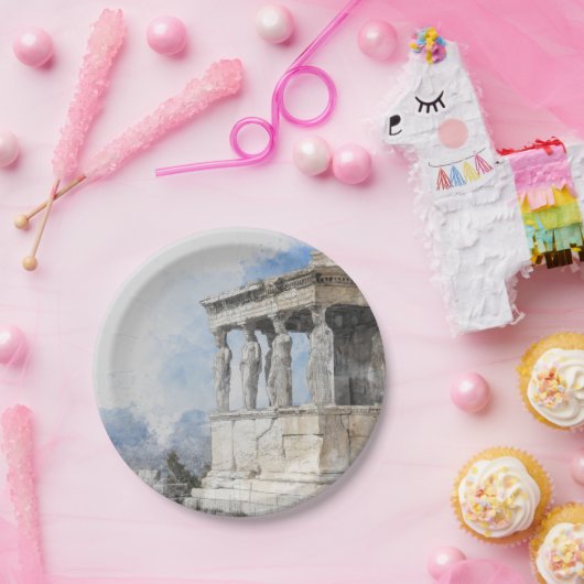 Oude sites ruïnes in Athene, Griekenland Papieren Bordje (Feest)