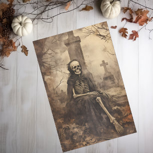 Oude skelet foto decoupage tissuepapier
