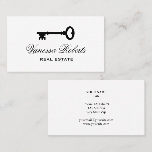 Oude skelet sleutel visitekaartje template (Voorkant / Achterkant)