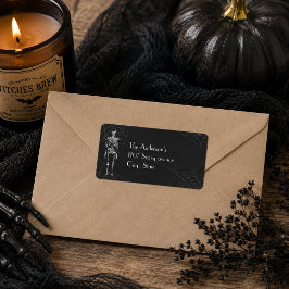 Oude skelet spinnenweb gotische Halloween Etiket