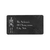 Oude skelet spinnenweb gotische Halloween Etiket (Voorkant)