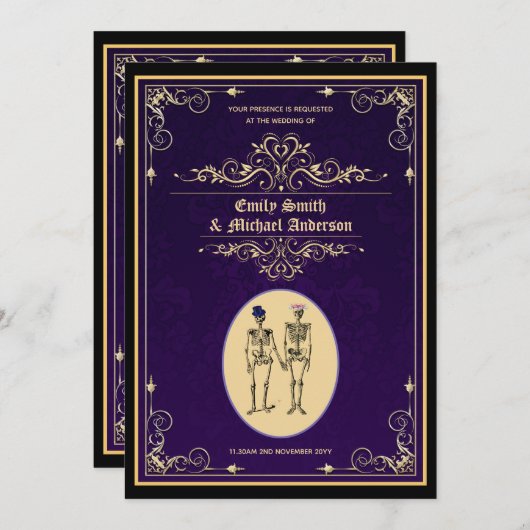 Oude Skelet Trouw Bruiloft Proefbruiloft Kaart (Voorkant / Achterkant)