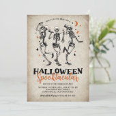 Oude skelet volwassenen Halloween-feest Kaart (Staand voorkant)