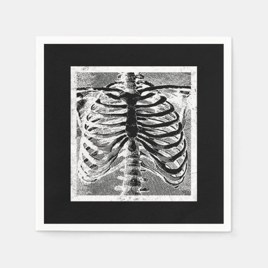 Oude skeletbotten torso lichaam halloween servet (Voorkant)