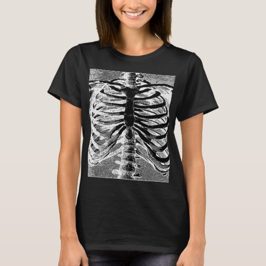 Oude skeletbotten torso lichaam Halloween T-shirt (Voorkant)