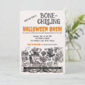 Oude Skeleten Griezelend Halloween Feest Kaart (Staand voorkant)