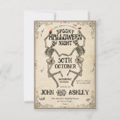 Oude skeleton gotische volwassenen Halloween-feest Kaart (Voorkant)