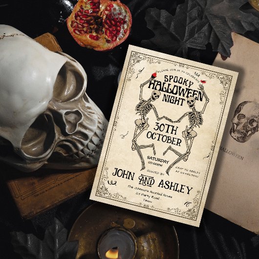 Oude skeleton gotische volwassenen Halloween-feest Kaart