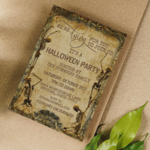 Oude Skeleton Sterft Voor Jou Halloween Feest   Kaart