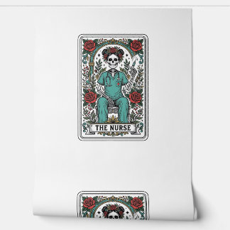 Oude skeletverpleegster tarotkaart shirt ontwerp_1 behang