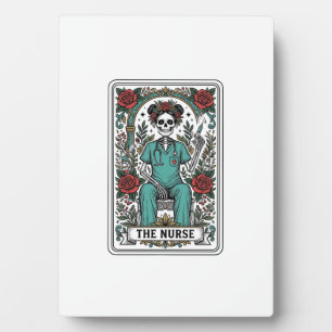 Oude skeletverpleegster tarotkaart shirt ontwerp_1 fotoplaat