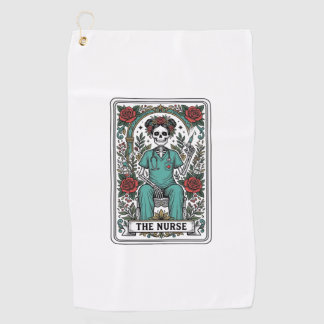 Oude skeletverpleegster tarotkaart shirt ontwerp_1 golfhanddoek