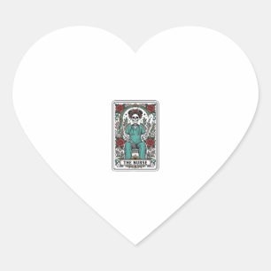 Oude skeletverpleegster tarotkaart shirt ontwerp_1 hart sticker
