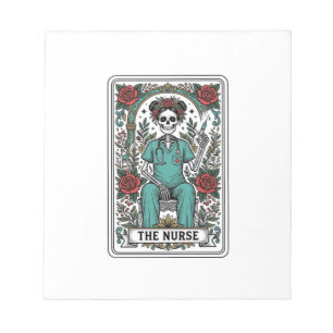 Oude skeletverpleegster tarotkaart shirt ontwerp_1 notitieblok