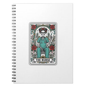 Oude skeletverpleegster tarotkaart shirt ontwerp_1 notitieboek