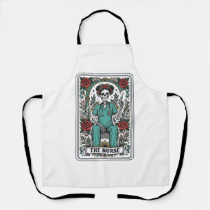 Oude skeletverpleegster tarotkaart shirt ontwerp_1 schort