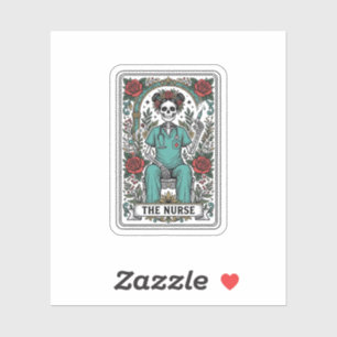 Oude skeletverpleegster tarotkaart shirt ontwerp_1 sticker