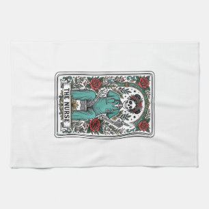Oude skeletverpleegster tarotkaart shirt ontwerp_1 theedoek