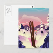 Oude skiposter briefkaart (Voorkant / Achterkant)