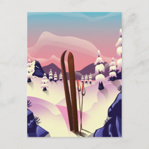 Oude skiposter briefkaart
