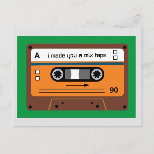 Oude Skool Bruine Cassette Mix Tape Groeten Briefkaart (Voorkant)