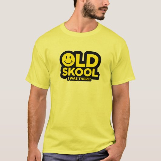 Oude skool - ik was er! Acid Rave - Geel T-shirt (Voorkant)