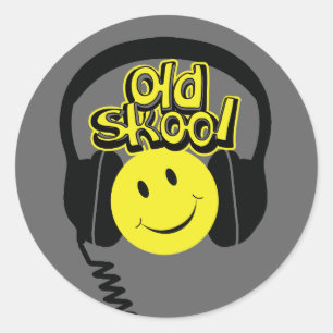 Oude skool muziekhoofdtelefoon glimlach sticker