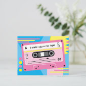 Oude Skool Pink Cassette Mix Tape Playlist Briefkaart (Staand voorkant)