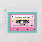 Oude Skool Pink Cassette Mix Tape Playlist Briefkaart (Voorkant / Achterkant)