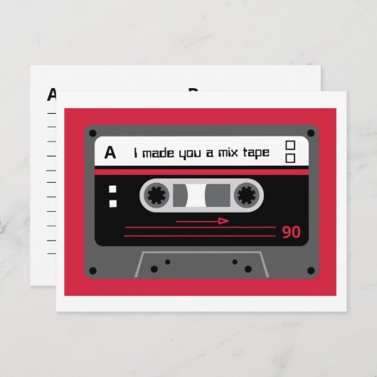 Oude Skool Red en Black Cassette Mix tape Briefkaart (Voorkant / Achterkant)