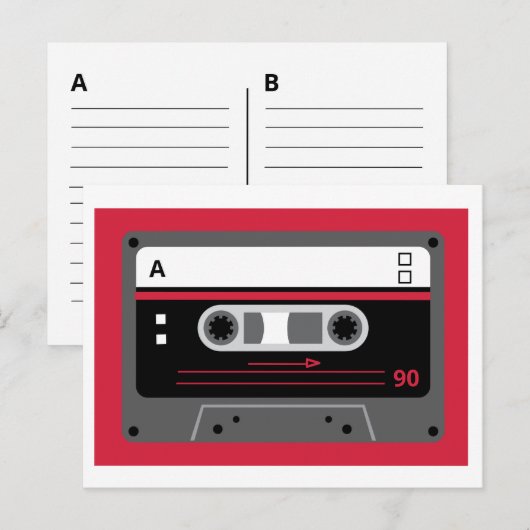 Oude Skool Red en Black Cassette Mix tape Briefkaart (Voorkant / Achterkant)