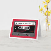 Oude Skool Rood en Zwart Cassette Mix Tape Wenskaa Kaart (Gele Bloem)