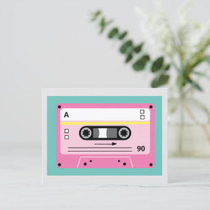 Oude Skool Roze Cassette Mix Tape Afspeellijst Briefkaart