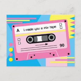Oude Skool Roze Cassette Mix Tape Afspeellijst Briefkaart